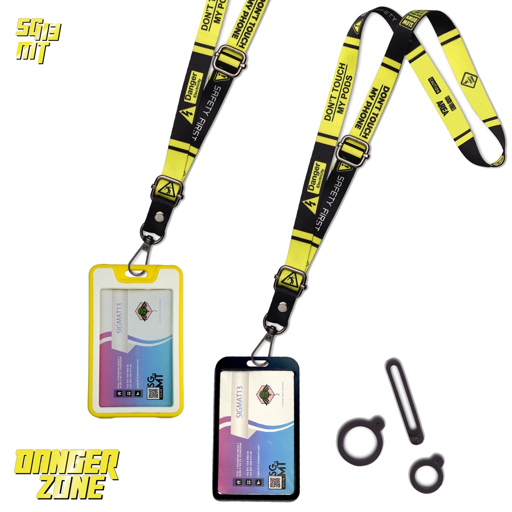 Lanyard id card holder name tag Hp Lanyard full printing Adjustable DANGER ZONE 3 pcs Oring