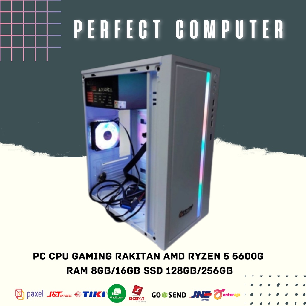 PC CPU Gaming Rakitan AMD Ryzen 5 5600G RAM 8GB/16GB SSD 128GB/256GB