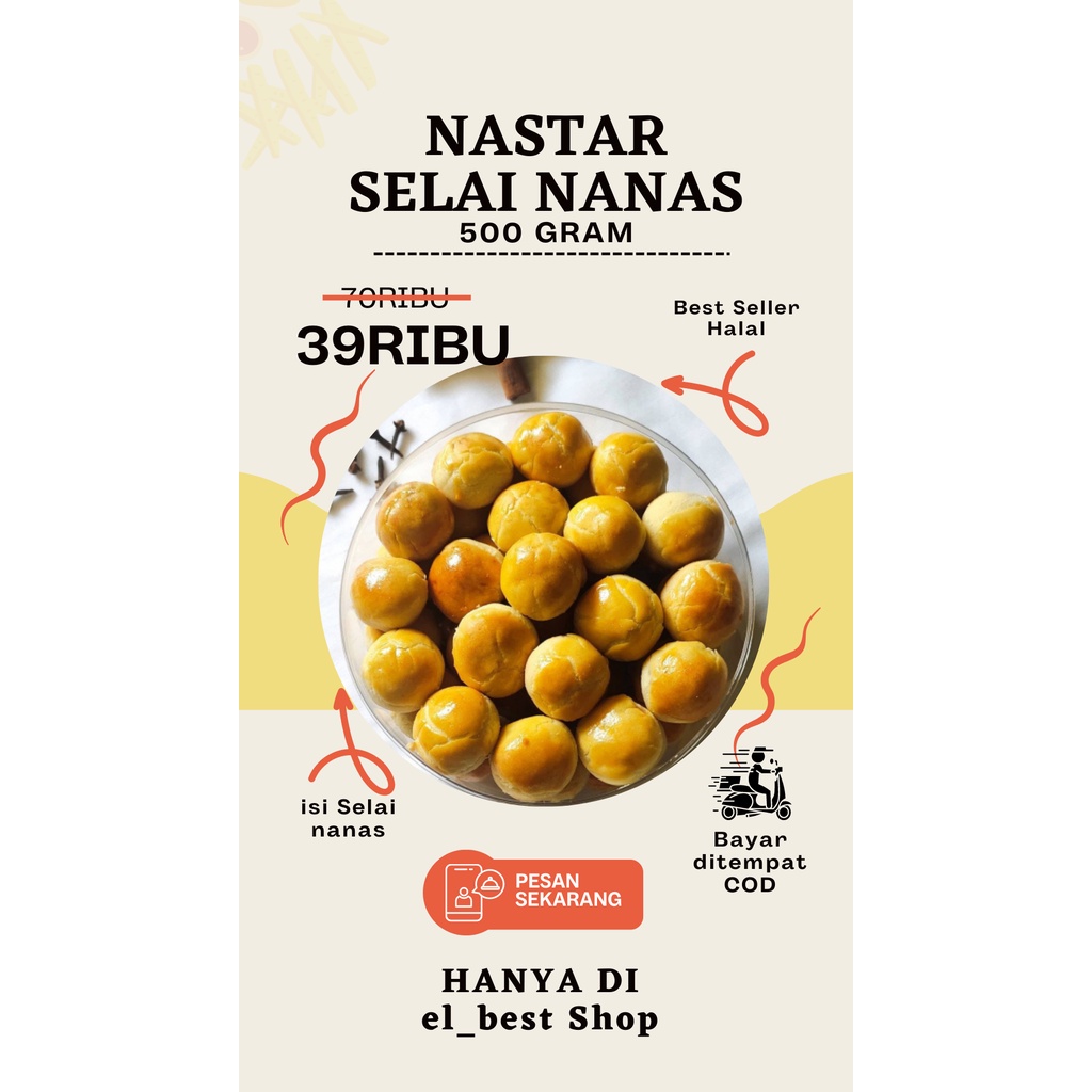 

Nastar Nanas 500 gram | Kue kering Kue Lebaran | Kue Kering Kiloan Kue Kering Lebaran Premium Murah