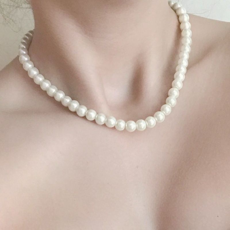 Kalung Mutiara  Ringan - Kalung Pria Dan Wanita -  Kalung Mutiara Ringan Kalung Korea 8mm