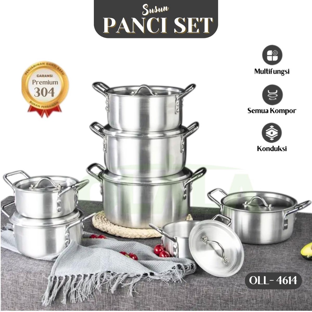 PANCI SET 7 SUSUN ALUMINIUM TEBAL ALUMINIUM COOKING POT OLL-CH4614