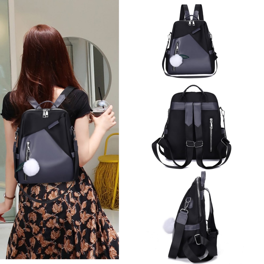 TAS RANSEL WANITA KOREA ANTI AIR IMPORT HITAM CROCELA TA759B5 BACKPACK GENDONG PUNGGUNG SEKOLAH KULIAH KERJA REMAJA CEWEK KEKINIAN MURAH PREMIUM SIMPLE LUCU BATAM FASHION