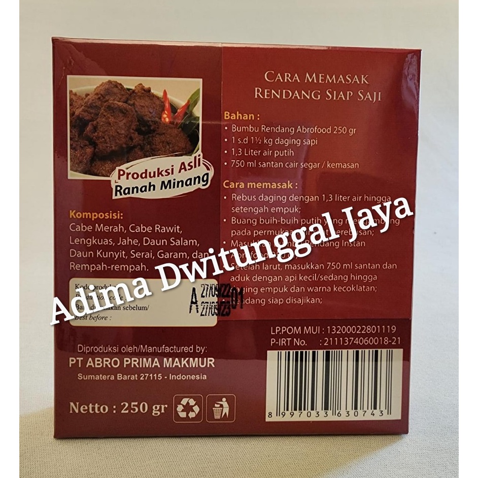 Abrofood Bumbu Rendang 250gr