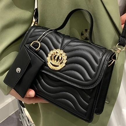 TAS SELEMPANG WANITA PESTA IMPORT KULIT HITAM ISAMANE TA772B5 SLING BAG KOREA SHOULDER BAG BAHU PREMIUM BRANDED BATAM REMAJA KEKINIAN CEWEK MURAH FASHION MEWAH SIMPLE CASUAL