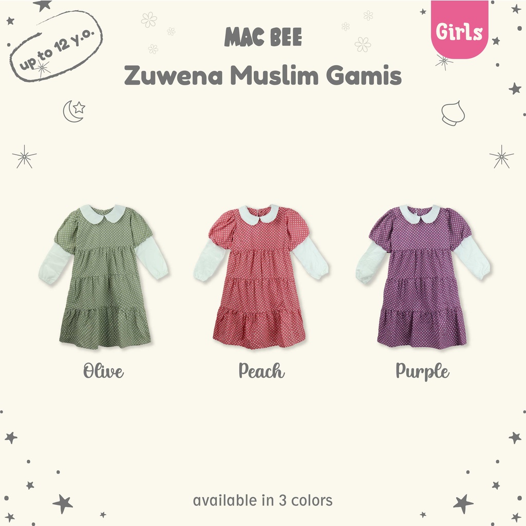 MacBee Baju Anak Perempuan Gamis Anak Muslim Collection Zuwena 2 - 12 Tahun