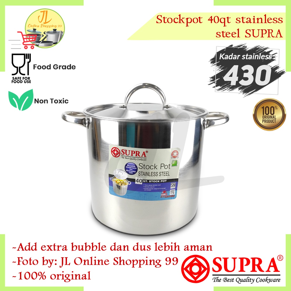 SUPRA stock pot 40qt 38liter / panci tinggi jumbo stainless + tutup / panci rebus sayur