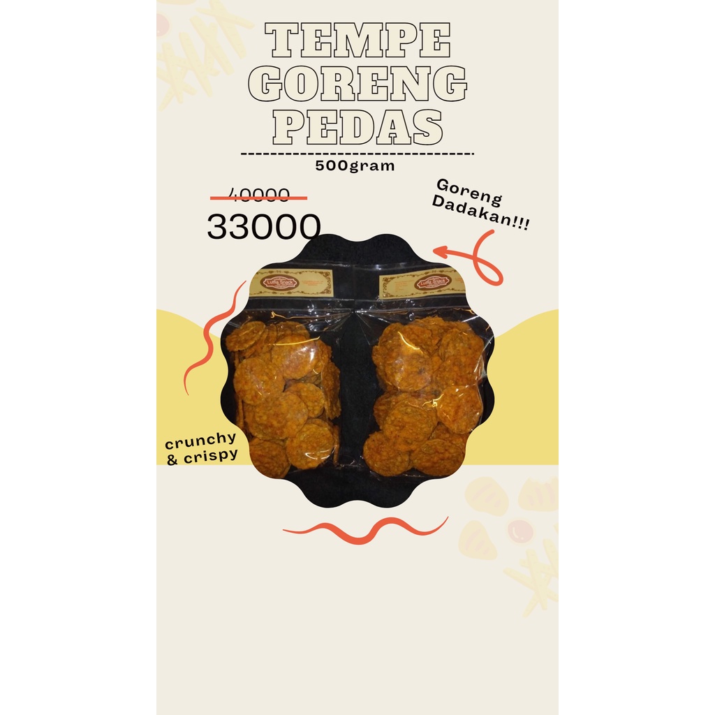 

Tempe Pedas Goreng Dadakan 250 dan 500gram