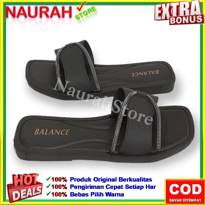 Sandal Balance 1330 Sendal Jelly Hitam Selop Karet Rubber