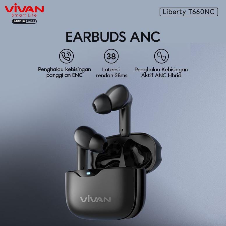 KHANZAACC VIVAN LIBERTY T660NC Earphones Airbuds TWS Headset Bluetooth 5.3 Earbuds Semi In Ear IPX 4