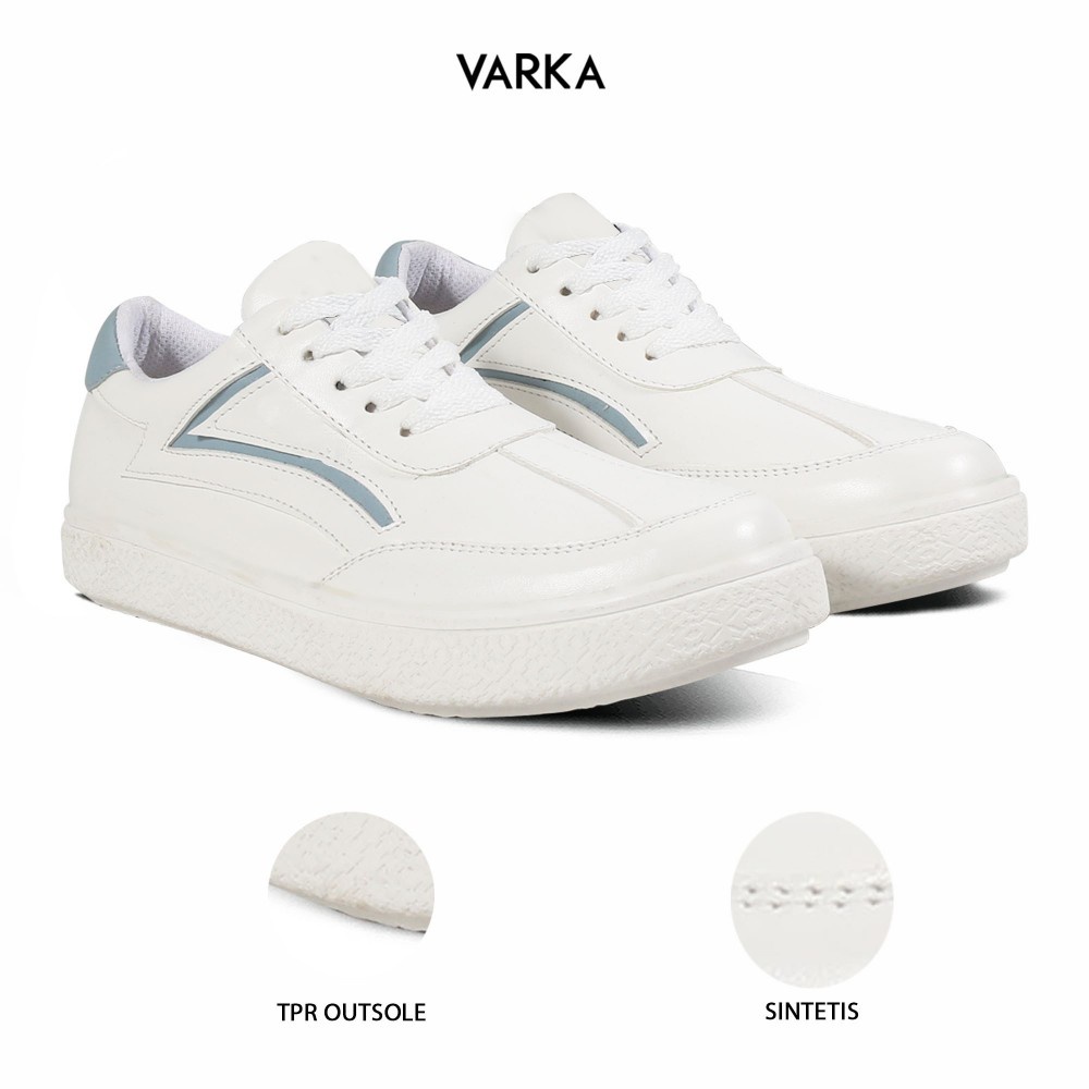 Sepatu Sneakers Wanita Terbaru V 5635 Brand Varka Sepatu Casual kulit sintetis Kets Kuliah Kerja Hangout Harga Murah Berkualitas Warna Putih