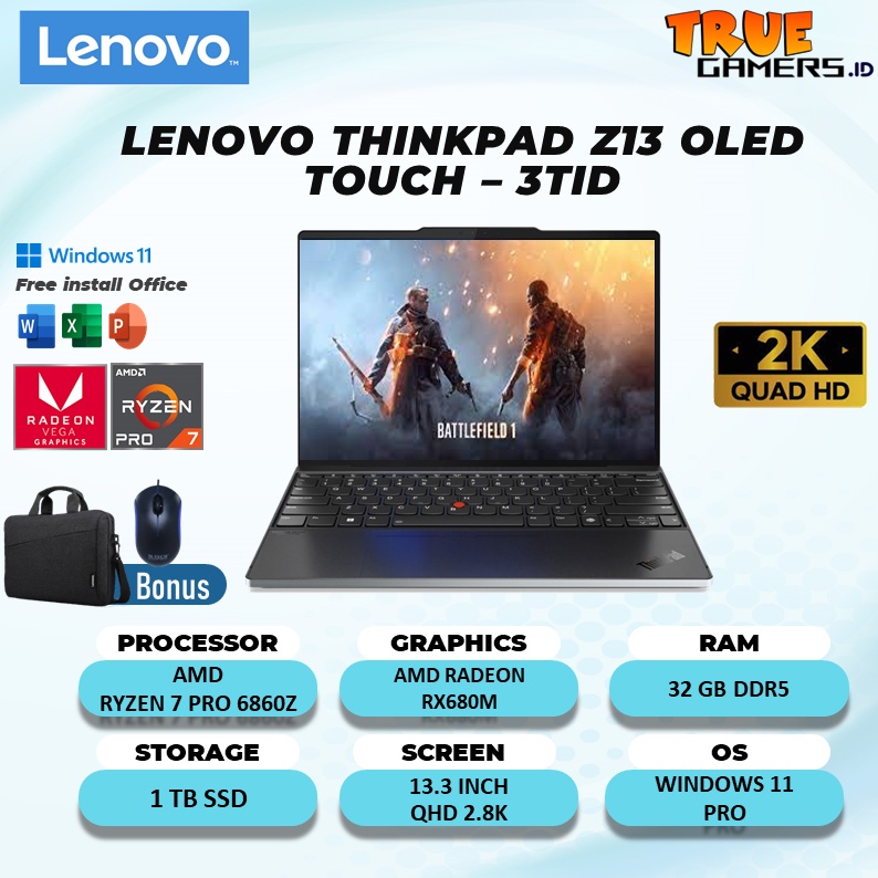 Laptop Lenovo THINKPAD Z13 OLED Touch AMD Ryzen 7 PRO 6860Z RAM 32GB 1TSSD RX680M W11PRO 13.3QHD 2.8