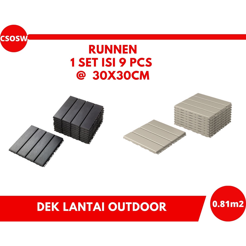 RUNNEN Dek Lantai Outdoor Krem Floor Decking 9Pcs @ 30x30Cm 0.81m2