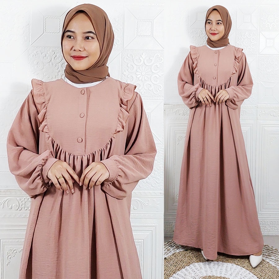 CARLINA AFWA PREMIUM CRINGKLE AIRFLOW GAMIS PANJANG JUMBO BUSUI WANITA CANTIK