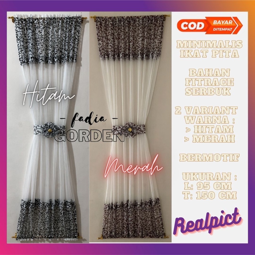 Gorden Minimalis Kupu-Kupu Ikat Pita /Gorden Ikat Pita /Gorden Ikat /Gorden Minimalis Kupu-Kupu Ikat