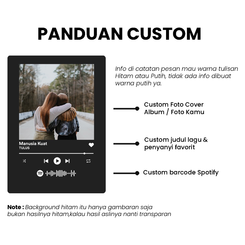 Akrilik LED Custom Musik Spotify Akrilik Lampu Tidur LED Cocok untuk Kado Pacar Wisuda Ultah