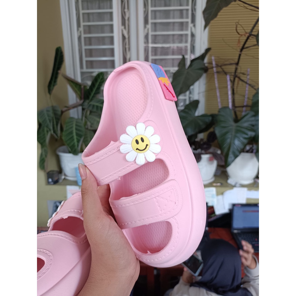 Sandal clog wedges wanita 361 ( 36-40 ) sandal selop karet jelly wanita flatform bunga Trandy