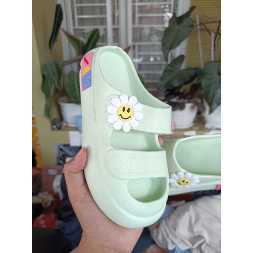 Sandal clog wedges wanita 361 ( 36-40 ) sandal selop karet jelly wanita flatform bunga Trandy