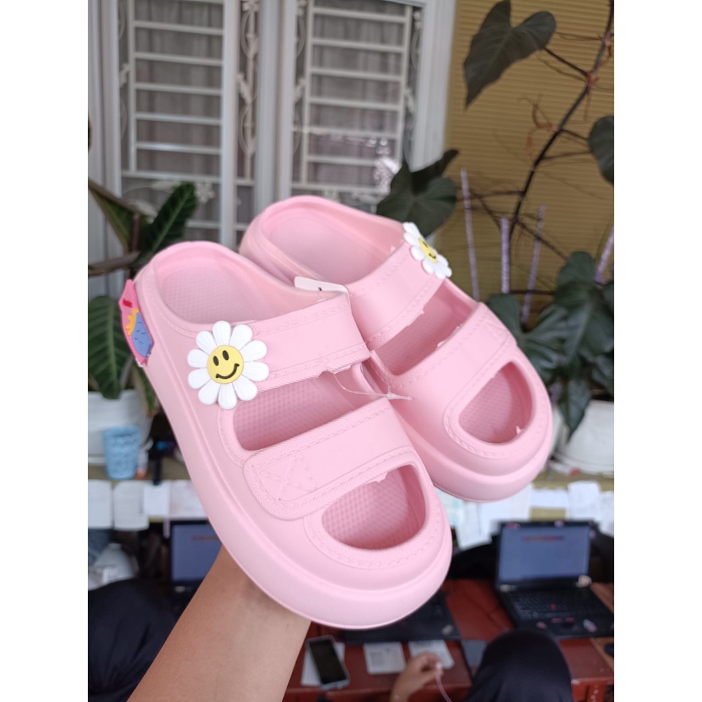 Sandal clog wedges wanita 361 ( 36-40 ) sandal selop karet jelly wanita flatform bunga Trandy