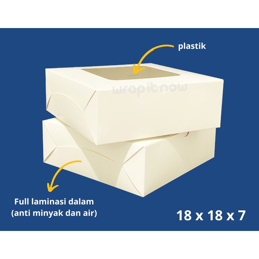 

BOX PUTIH MIKA 18X18X7 CM 5 pcs IVORY LAMINASI 365 GSM
