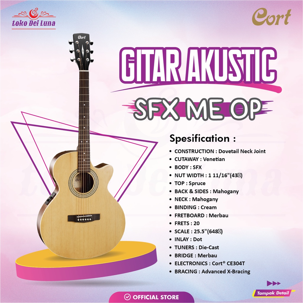Gitar Akustik CORT SFX ME OP ACOUSTIC ELECTRIC GUITAR - ORIGINAL