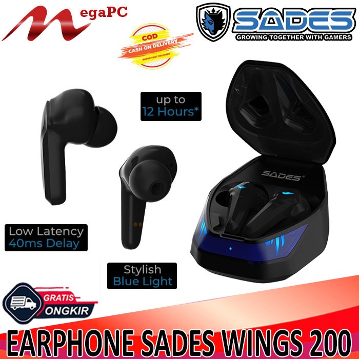 Gaming Sades Earphone True Wireless Wings200 Low Latency