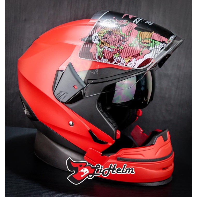 HELM ZEUS ZS 611C MATT DRED | ZS611C FULL FACE HELMET SNI | DOUBLE VISOR