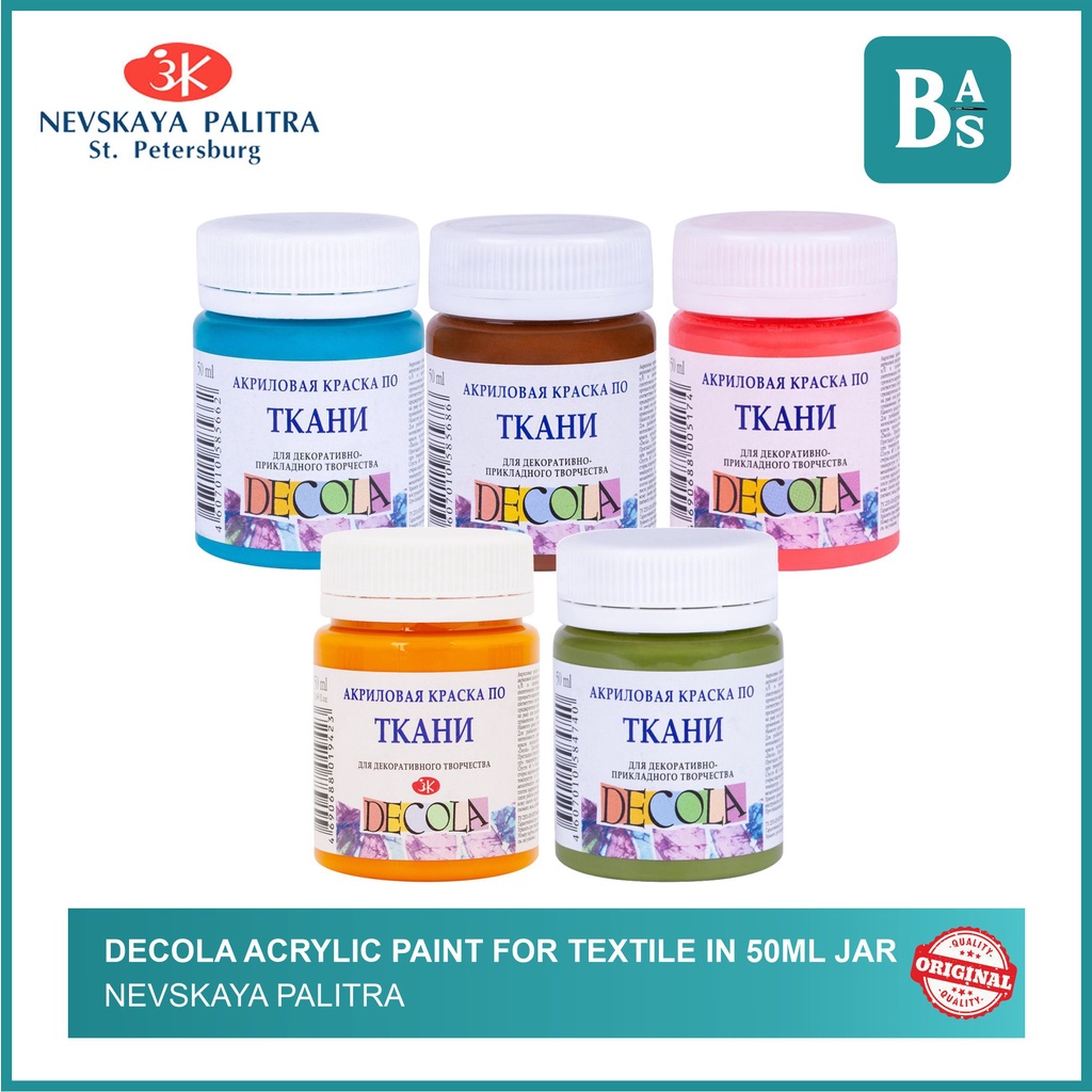 

Nevskaya Palitra Acylic Paint For Textile 50ml in Plastic jar - Decola