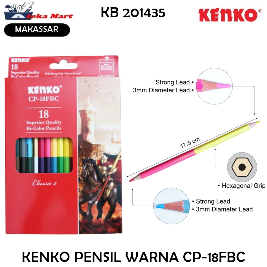 

KENKO PENSIL BI-COLOR CP-18FBC/COLOR PENCIL/36 WARNA