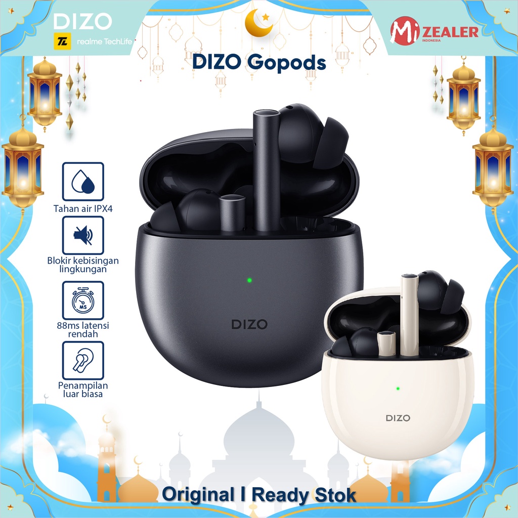 DIZO By Realme TechLife GoPods Earphone Nirkabel Headset Bluetooth 5.2 Earphones BT Handset
