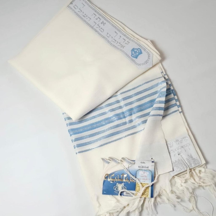 Selendang Doa CHERMONIT SKY BLUE Wool Tallit Gadol 145x190cm by Israel (Kosher)