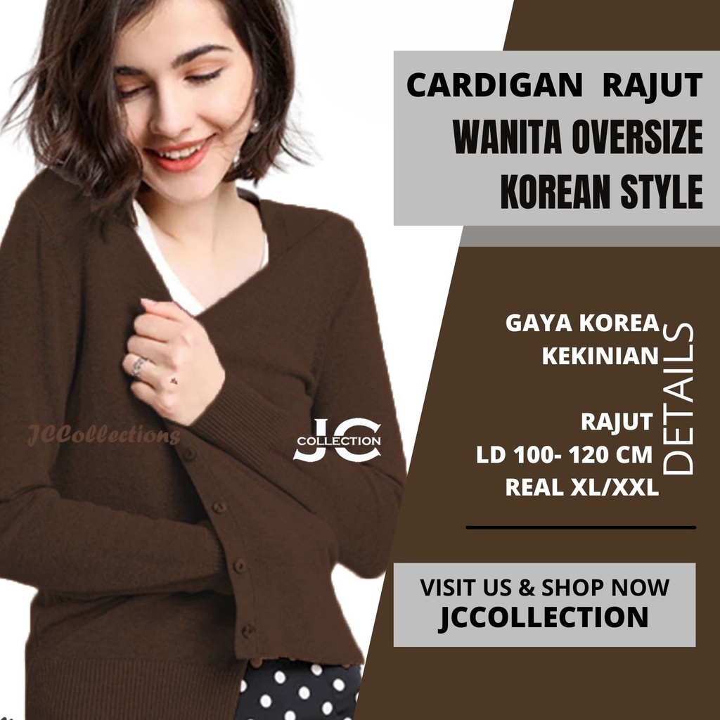 Cardigan Rajut Wanita Oversize XL – 2XL Rike / Female Big Kardi Knit VNeck