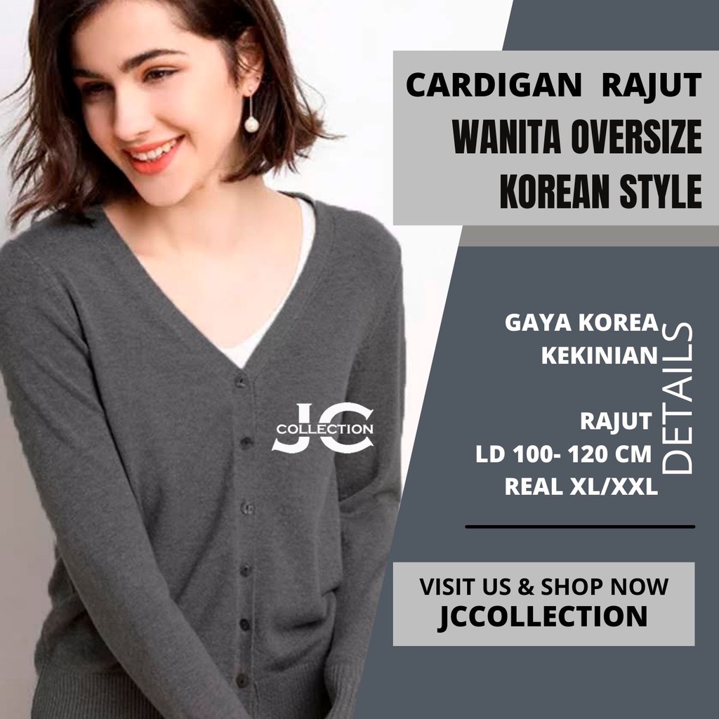 Cardigan Rajut Wanita Oversize XL – 2XL Rike / Female Big Kardi Knit VNeck