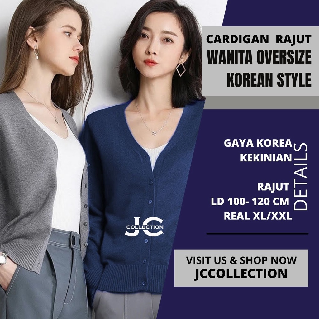 Cardigan Rajut Wanita Oversize XL – 2XL Rike / Female Big Kardi Knit VNeck