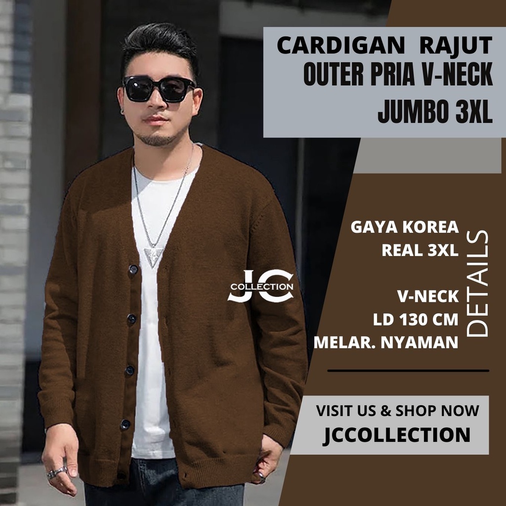 Cardigan Rajut Pria Jumbo Big Size / Outer Knitting Kardigan JCCollections