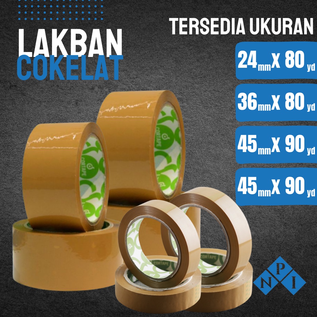 

CORTAPE Lakban Isolasi Solatip Opp Tape Coklat 24 36 45 48 Mm 90 Yard