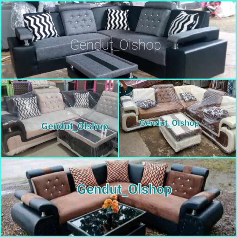 (Khusus Wilayah Palembang) Kursi Tamu/Sofa Minimalis Alexis Type L (Bludru &amp; Spoon) Palembang