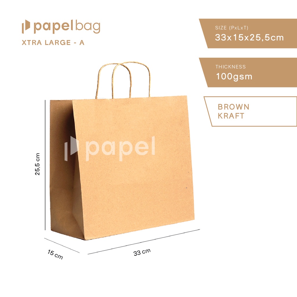 

Papelbag XL-A 33x15x25,5cm Tas Paper Bag Kecil | Paperbag Kertas Kraft