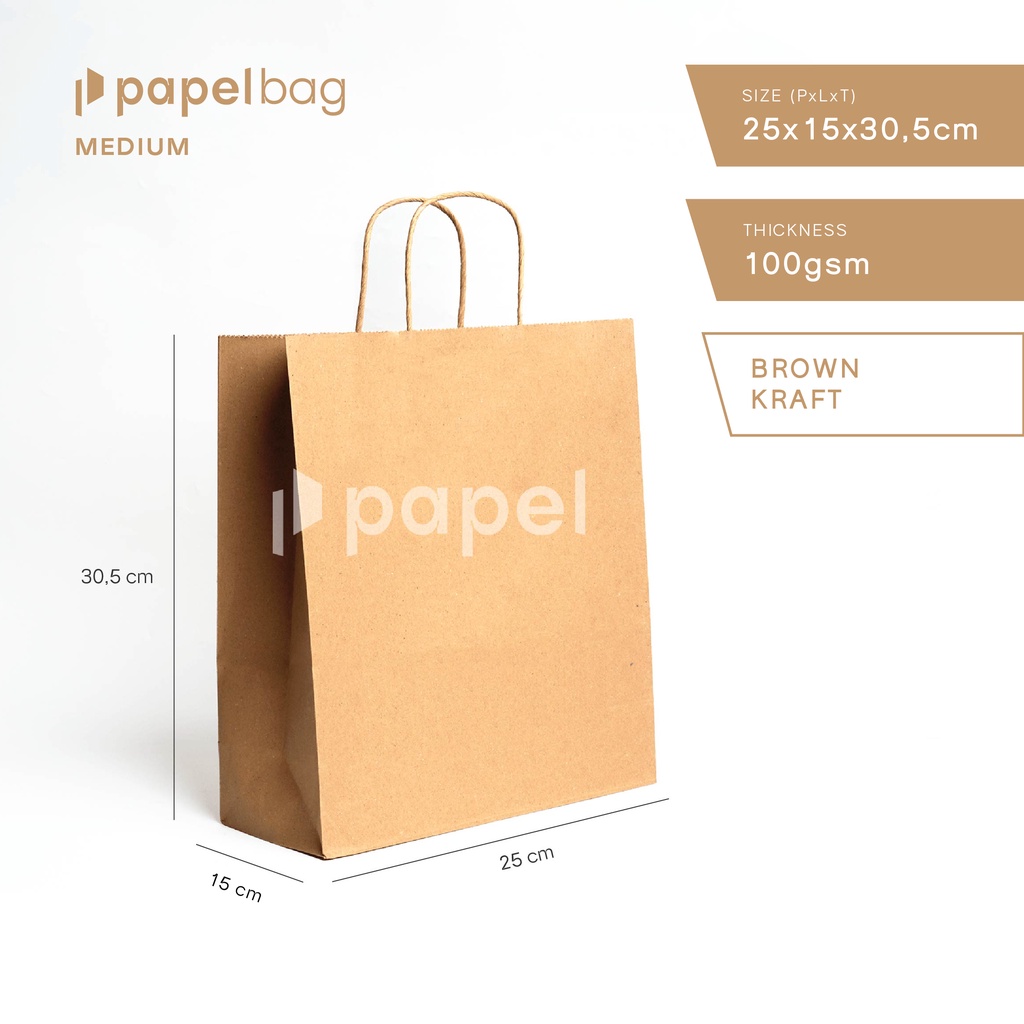 

Papelbag M 25x15x30,5cm Tas Paper Bag Kecil | Paperbag Kertas Kraft Eco Friendly