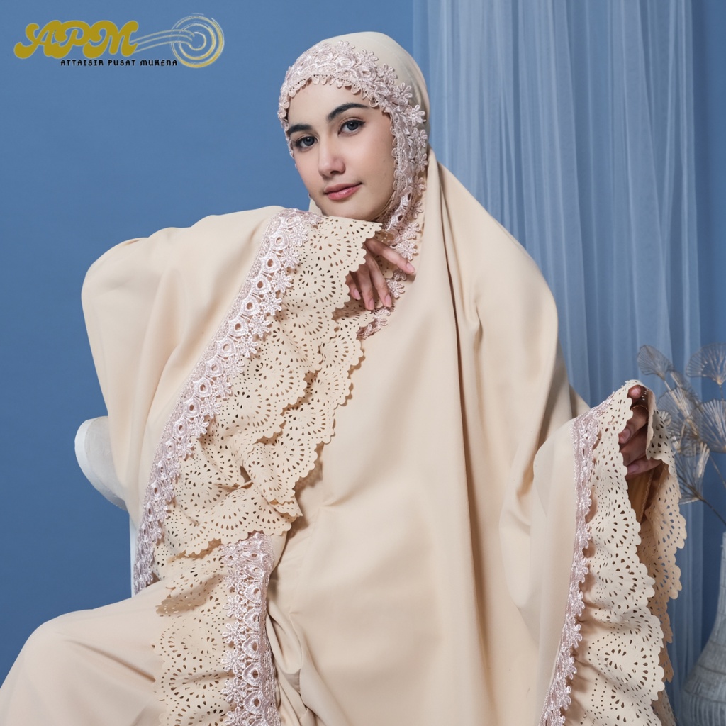 APM MUKENA - MUKENA  KATUN PREMIUM DEWASA REMPEL LASER CUT MOTIF ELEGANT