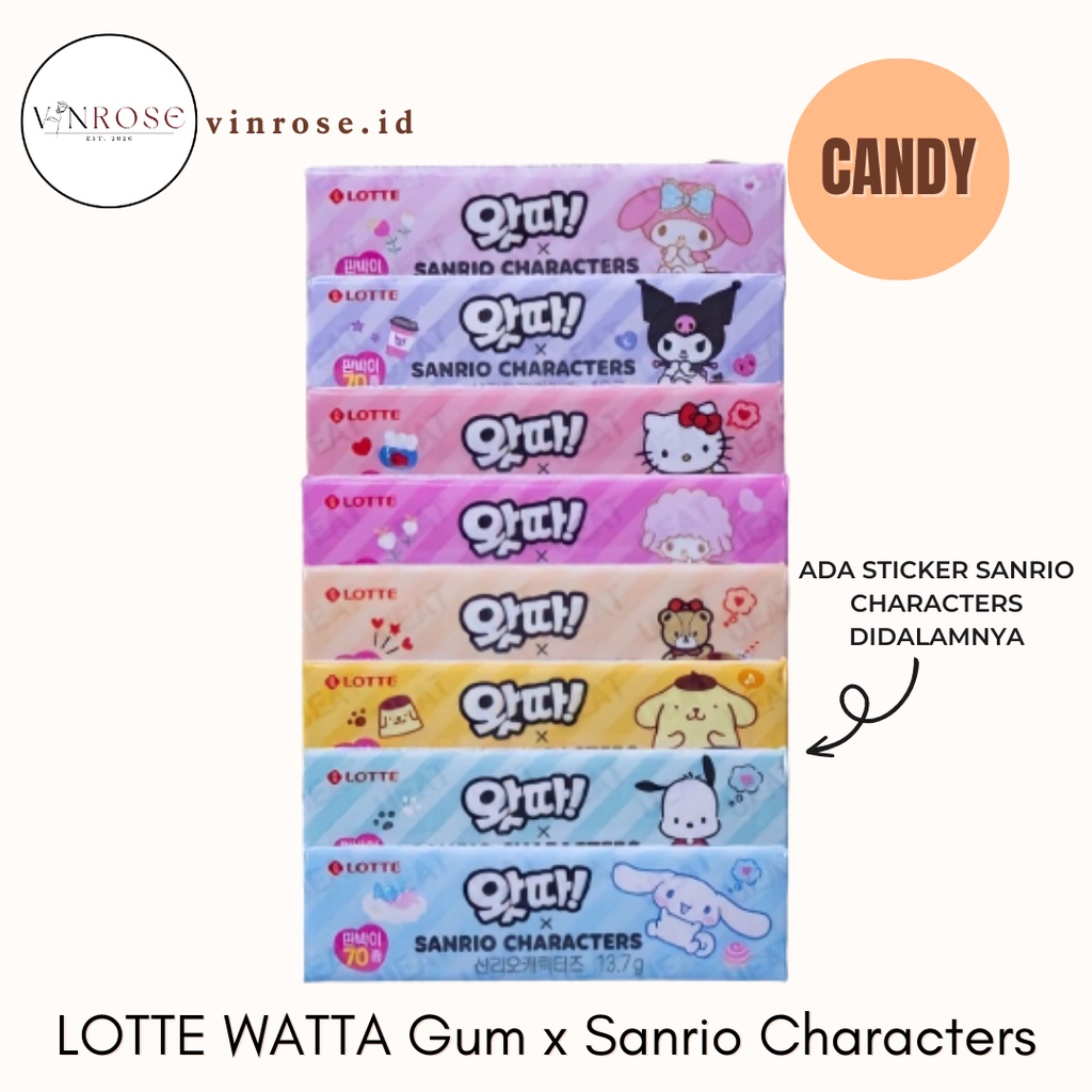 

LOTTE WATTA Gum x Sanrio Characters/ Permen Karet Anak Korea