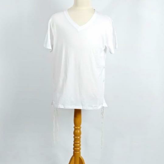 Kaos V NECK Tshirt with TZITZIT Tallit Katan by Israel (Kosher)
