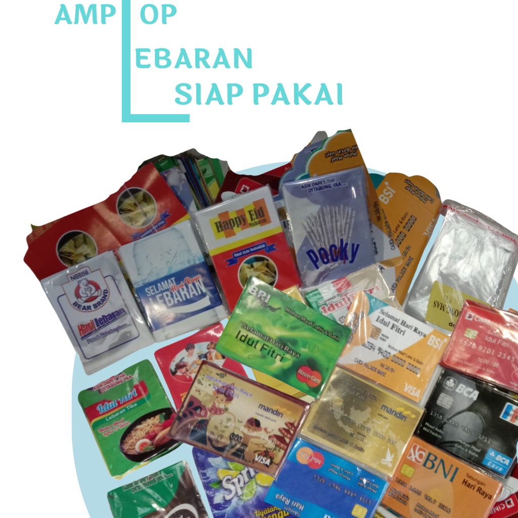 

200 Lembar Amplop Lebaran Idul Fitri ATM Snack Angpau THR Medium Mini Premium Unik Aesthetic Siap Pakai per Paket