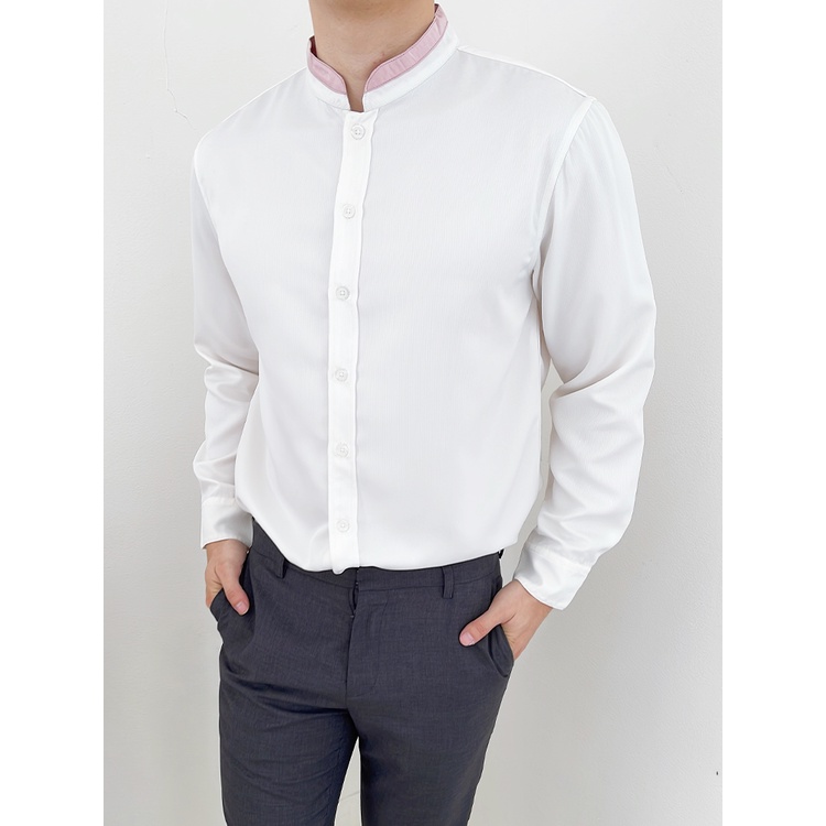 Kadaka MT-0176 Kemeja Pria Detail Kerah High Neck Lengan Panjang