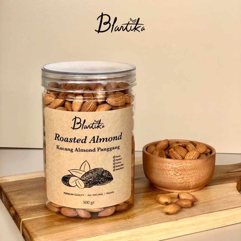 

Blantika Roasted Almond Premium - kacang almond panggang - whole almond roasted 250 & 500 gram