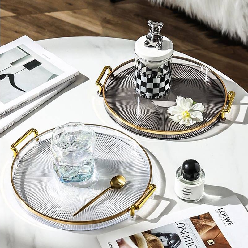 Tray Transparan / Nampan Estetik / Tray Round Transparant / Luxury Transparent Plastic Tray / Dekorasi Tray