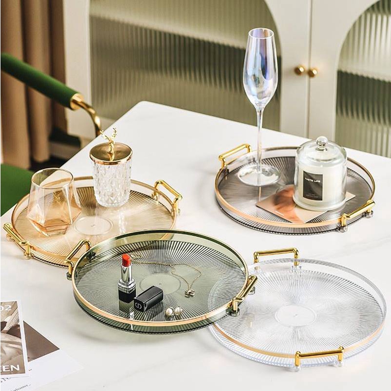 Tray Transparan / Nampan Estetik / Tray Round Transparant / Luxury Transparent Plastic Tray / Dekorasi Tray