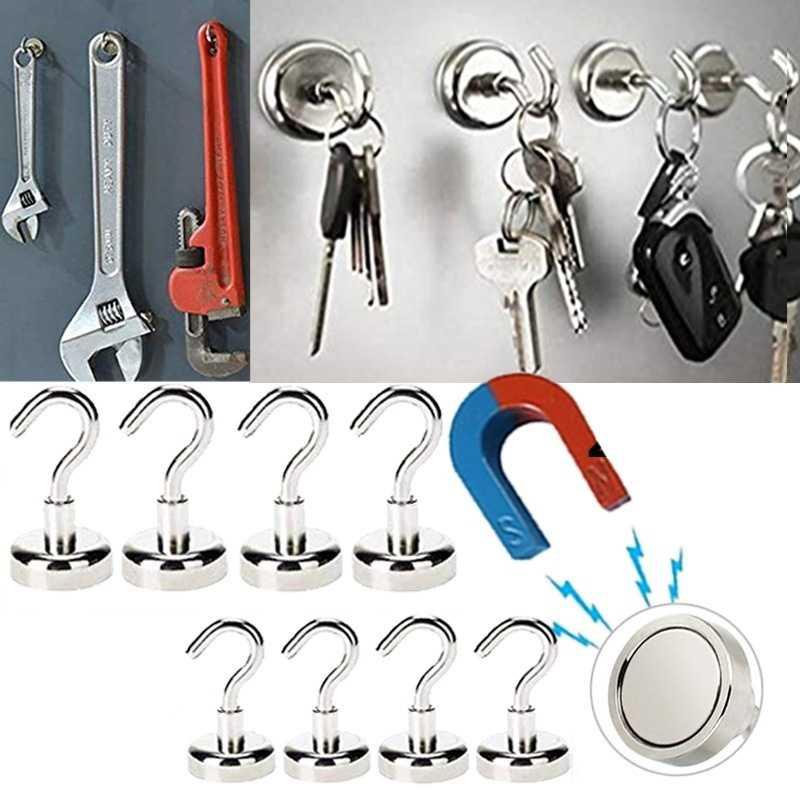 Magnet Gantungan Hook Strong Neodymium 20 mm 8 PCS - D12 - Silver