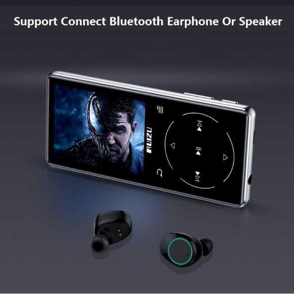 RUIZU MP3 Player Bluetooth 4.1 DAP FLAC JPG E-Book Radio FM 2.4 Inch 16GB - D16 - Black