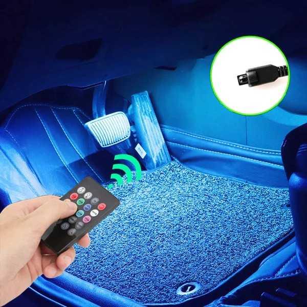 Lampu LED Strip Flexible Car Light Cigarette Plug 8 Color 4 PCS - J47 - Black