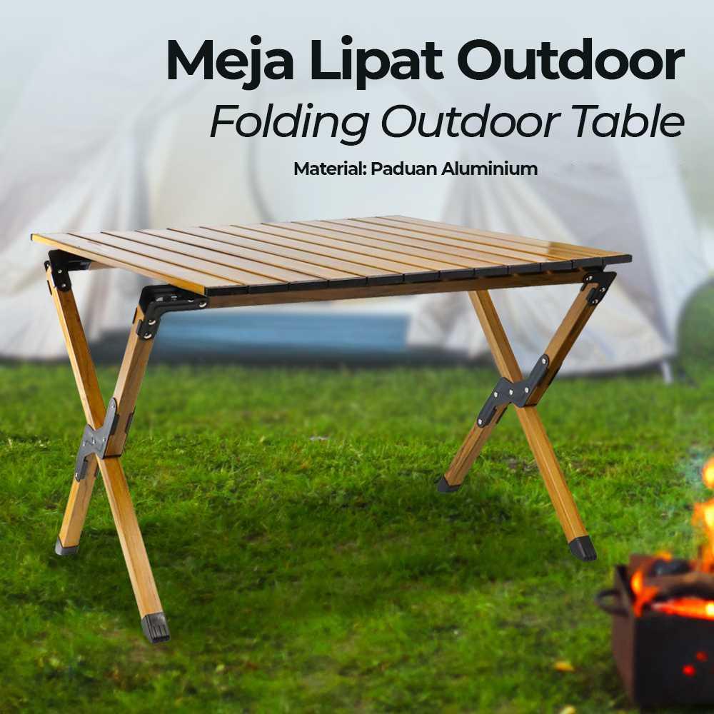 Meja Lipat Portable Folding Outdoor Table Aluminium Alloy - PM1 - Wooden